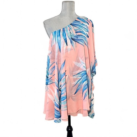 Show me your mumu Tops - Small one shoulder tunic Show Me Your MuMu floral Tropical print in Pink